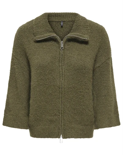 Only - ONLMaggie Wide Zip Cardigan - Beech